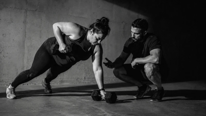Personal trainer begeleidt een client tijdens de training bij De Werf, gericht op blijvend afvallen.