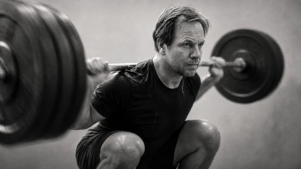Steven de Bruijne doing a barbell squat at De Werf