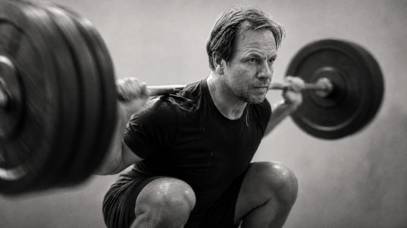 Steven de Bruijne doing a barbell squat at De Werf