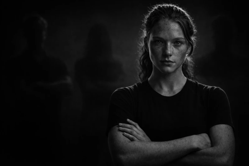 Meisje staat voor drie trainers waar ze uit kan kiezen